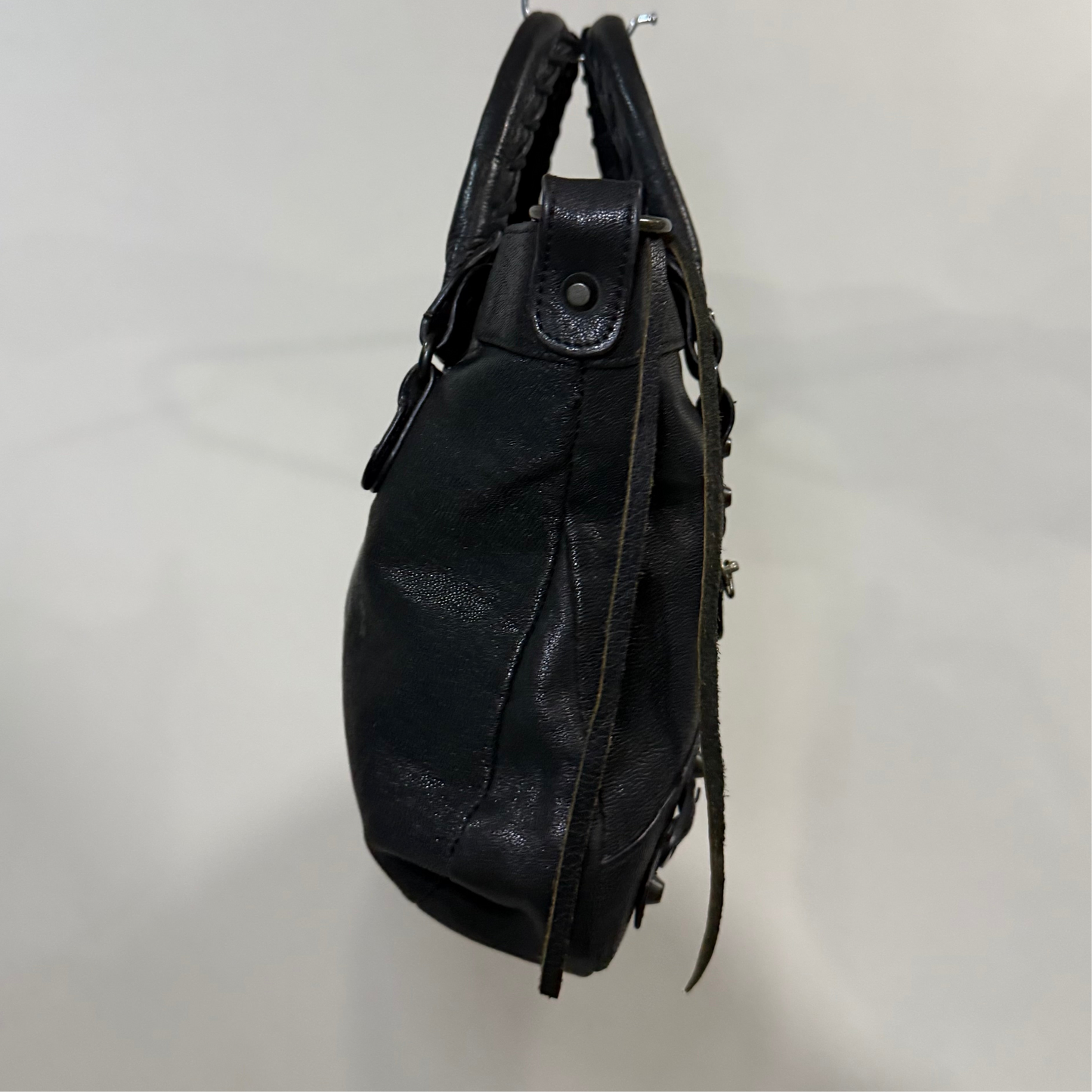 Balenciaga Classic Town Bag – Black Lambskin Leather with Aged Brass Hardware | Authentic Pre-Owned