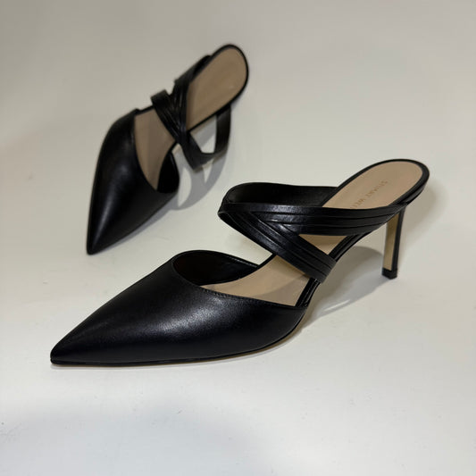 Stuart Weitzman Mid-Heel Leather Mules – Black | Classic Slip-On Pumps