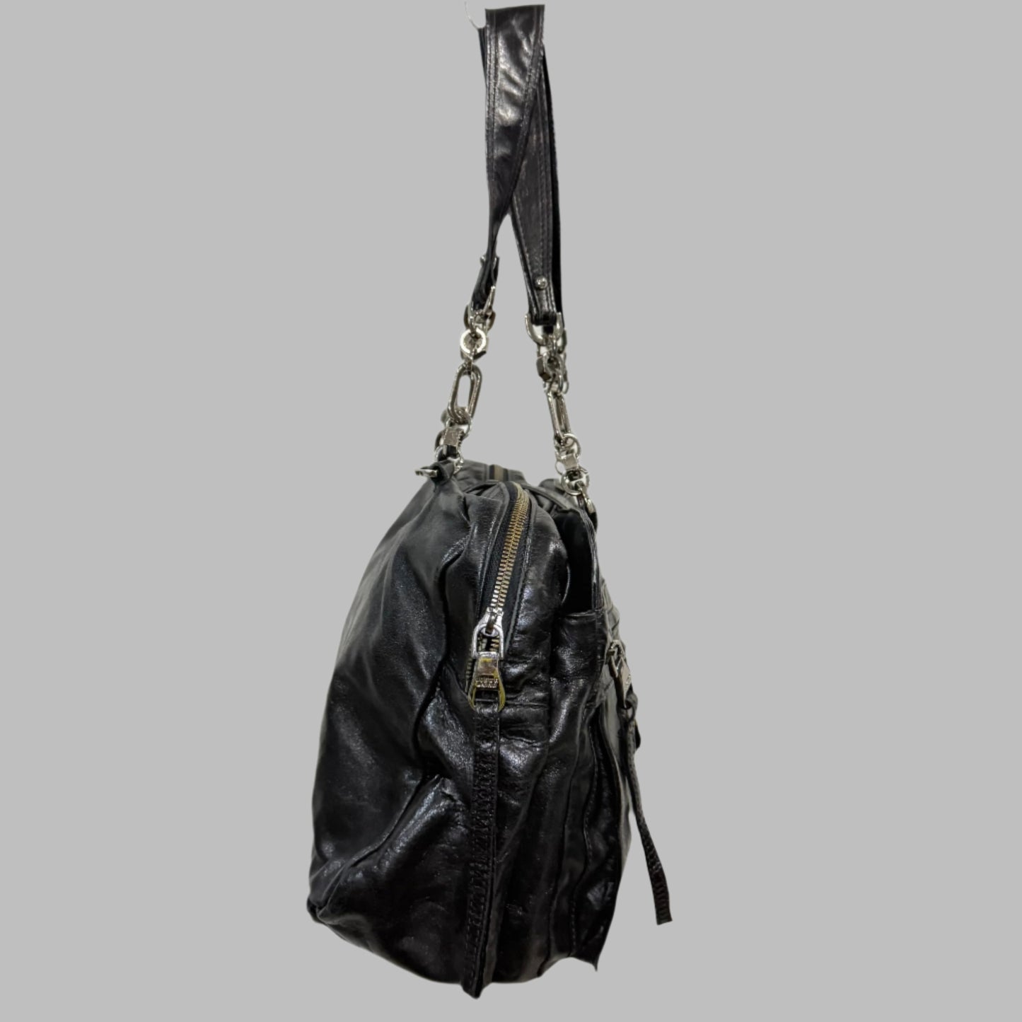 Loewe Lola Bag – Black Glazed Leather with Chain Straps | Y2K Archive Luxury