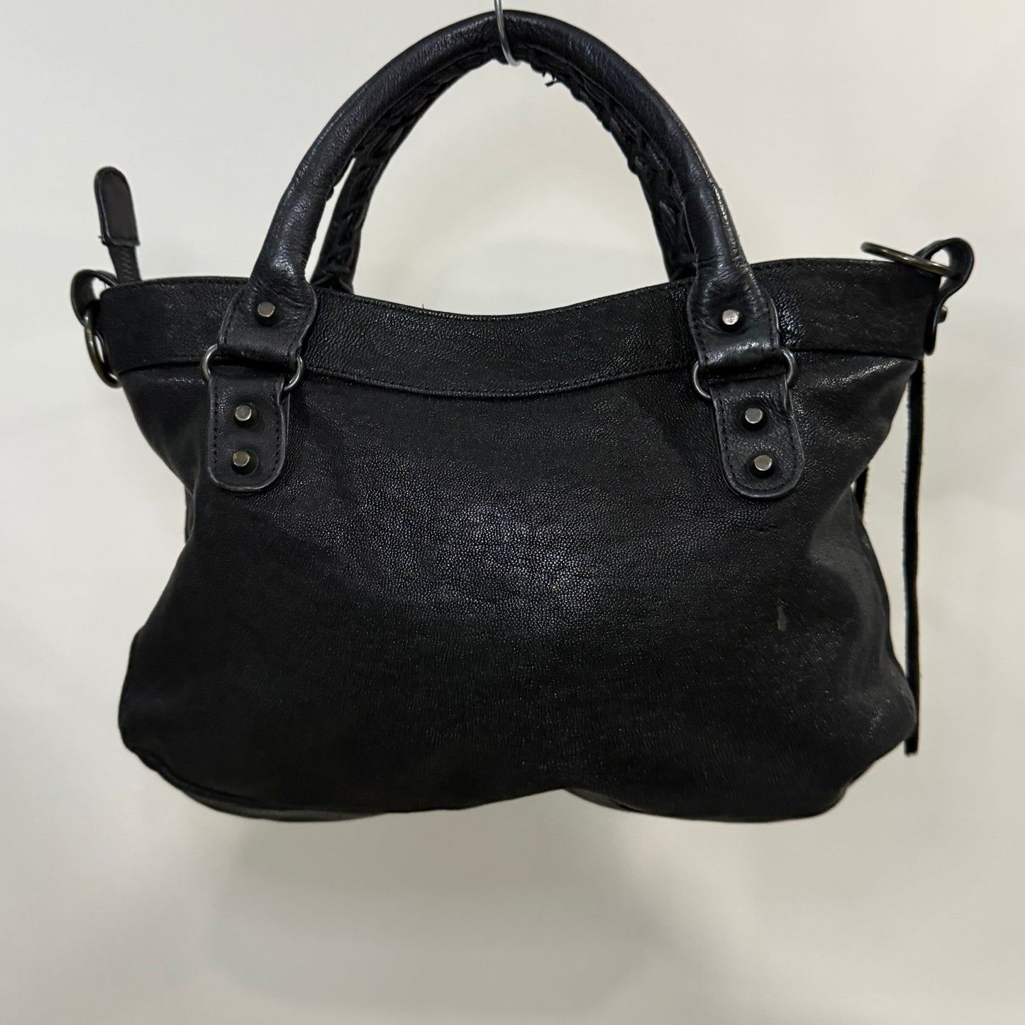Balenciaga Classic Town Bag – Black Lambskin Leather with Aged Brass Hardware | Authentic Pre-Owned