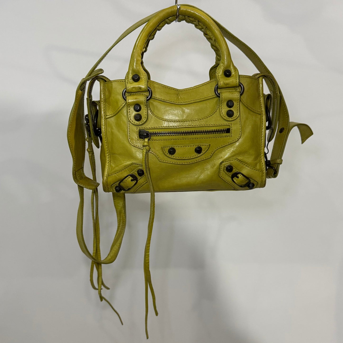 Balenciaga Classic Mini City Bag – Chartreuse Lambskin  | Authentic Pre-Owned