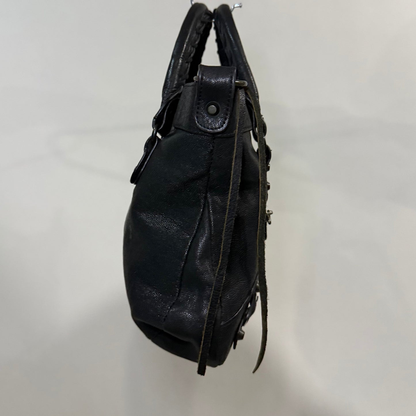 Balenciaga Classic Town Bag – Black Lambskin Leather with Aged Brass Hardware | Authentic Pre-Owned