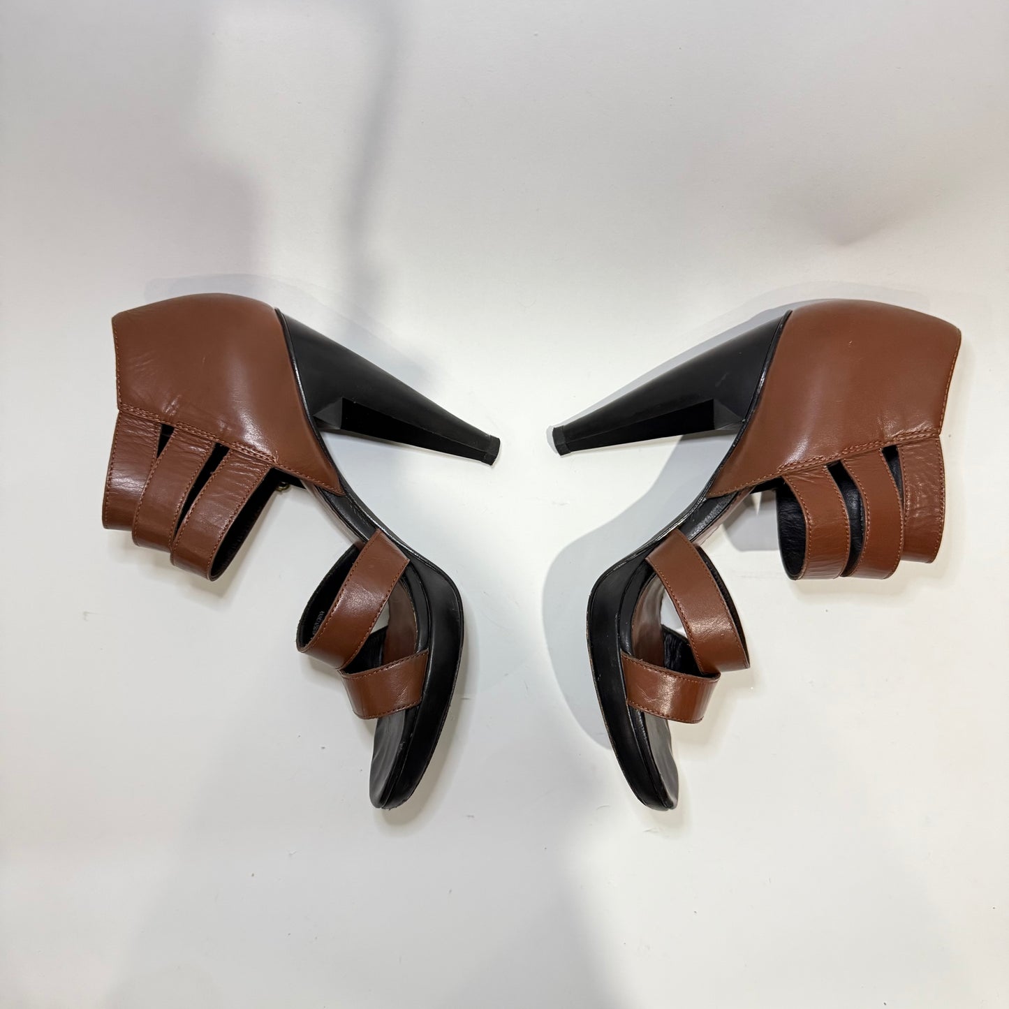 Diesel Black Gold Navajo Girl Pocah Sandals – Friar Brown Leather Strappy Heels