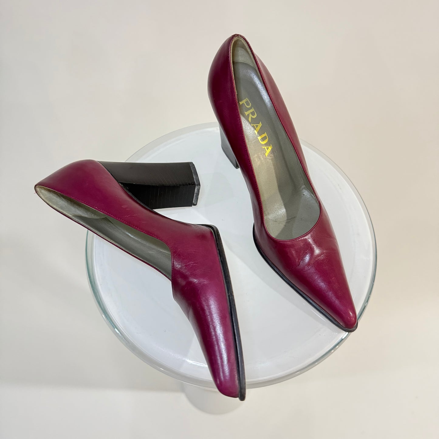 Vintage Prada Burgundy Leather Pumps