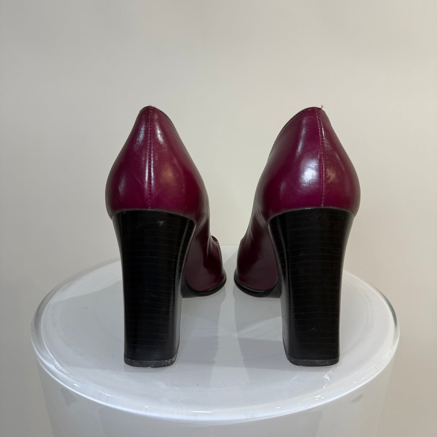 Vintage Prada Burgundy Leather Pumps