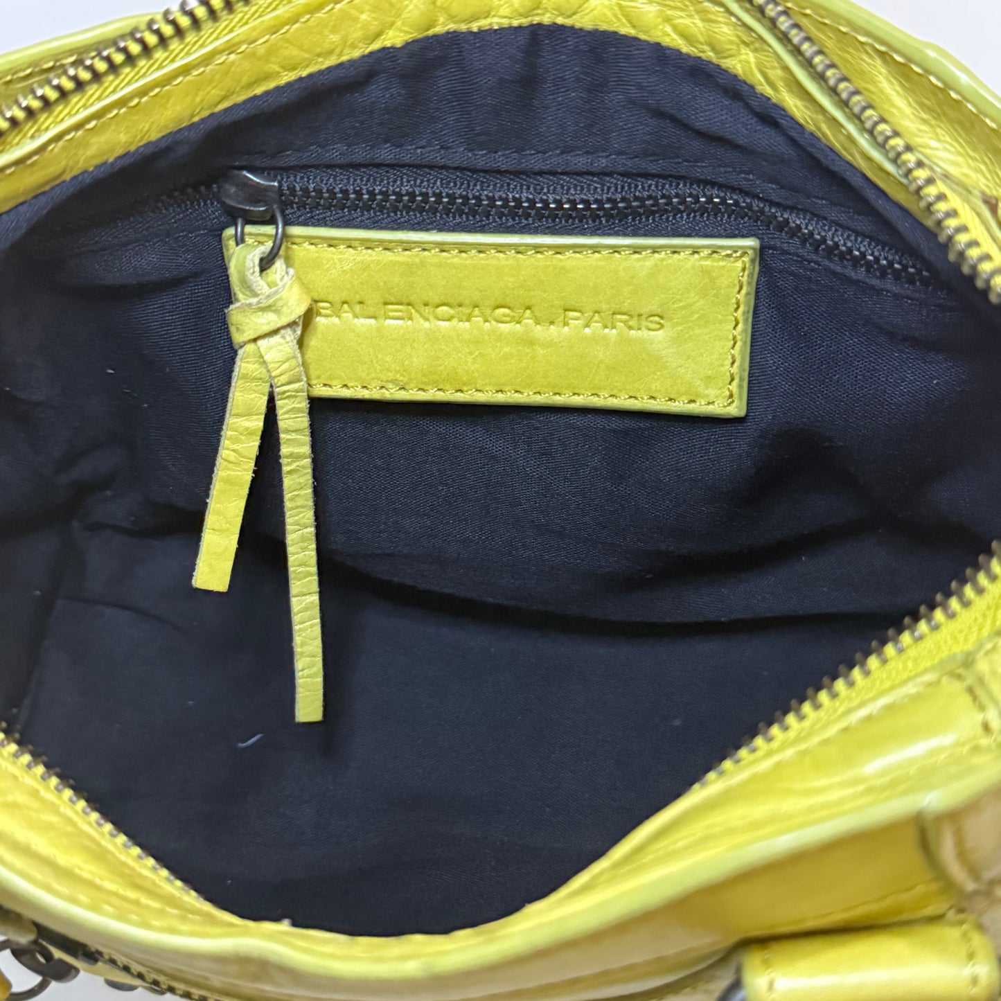 Balenciaga Classic Mini City Bag – Chartreuse Lambskin  | Authentic Pre-Owned
