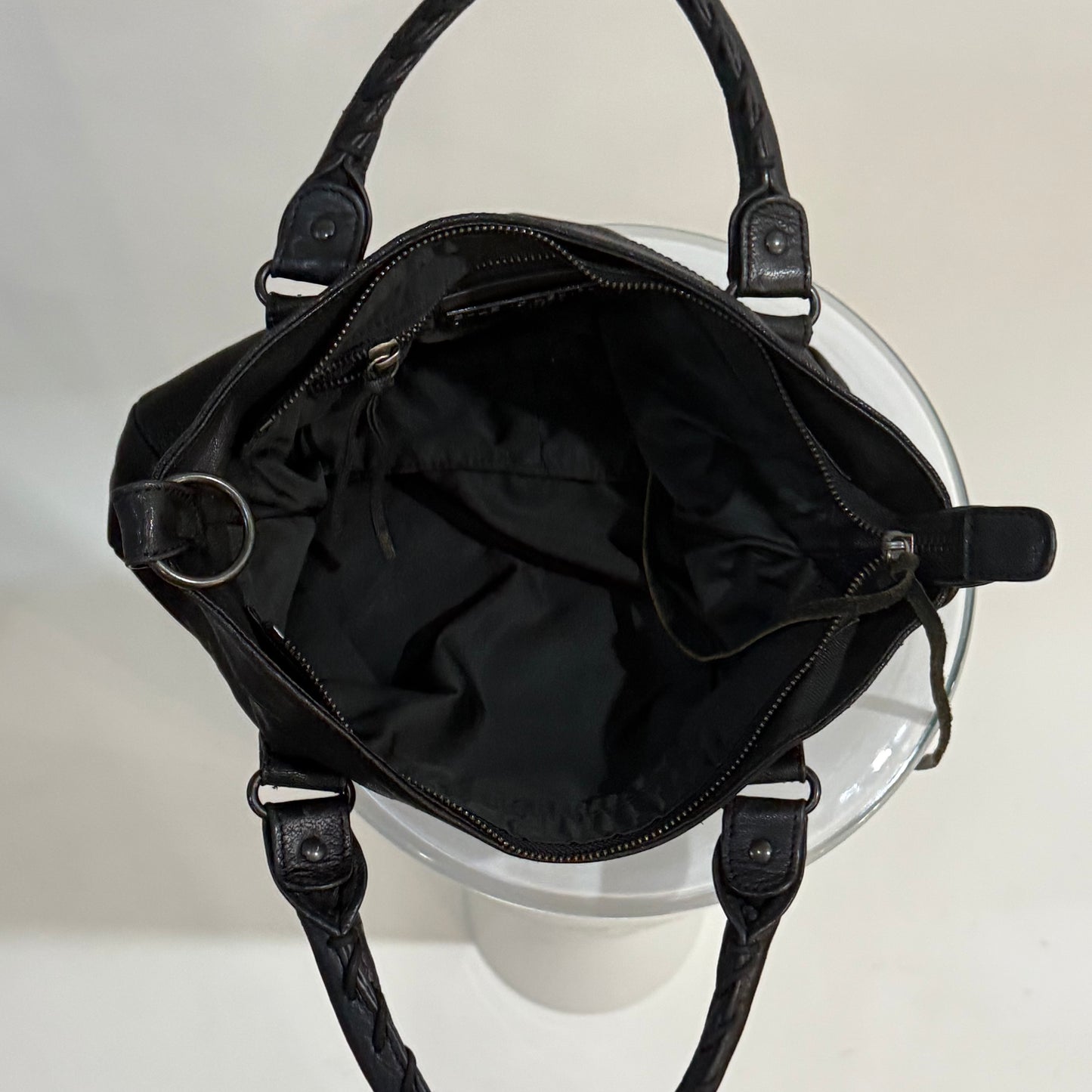 Balenciaga Classic Town Bag – Black Lambskin Leather with Aged Brass Hardware | Authentic Pre-Owned