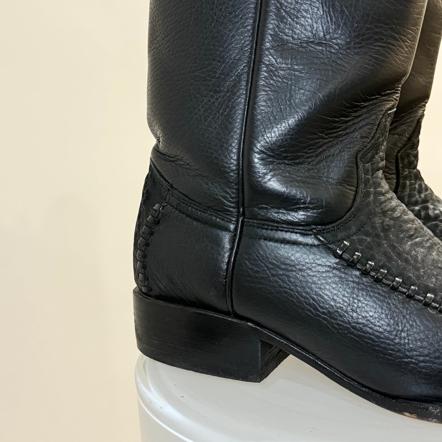 Handmade Mexican Leather Cowboy Boots – Black Pointed Toe Western Boots