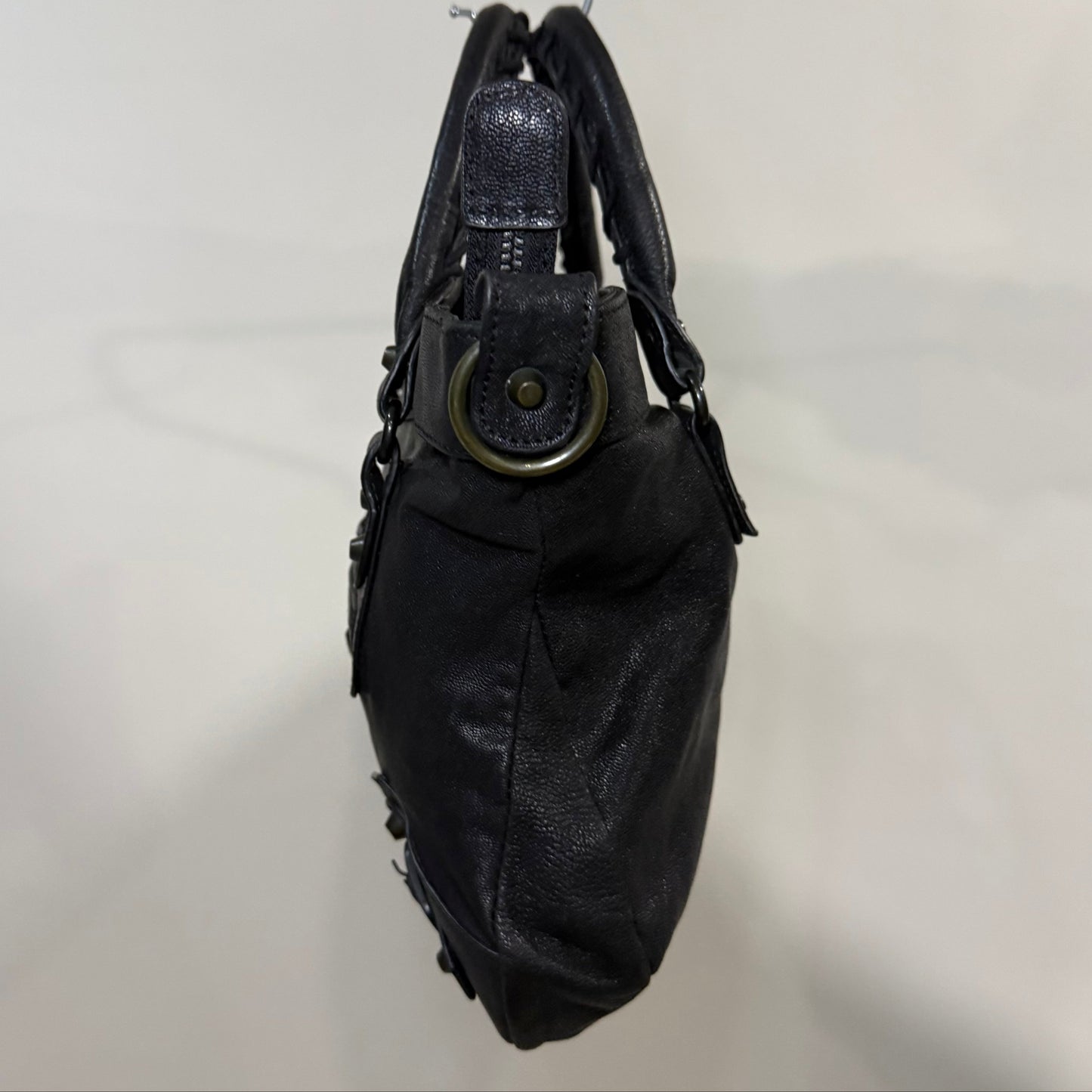 Balenciaga Classic Town Bag – Black Lambskin Leather with Aged Brass Hardware | Authentic Pre-Owned