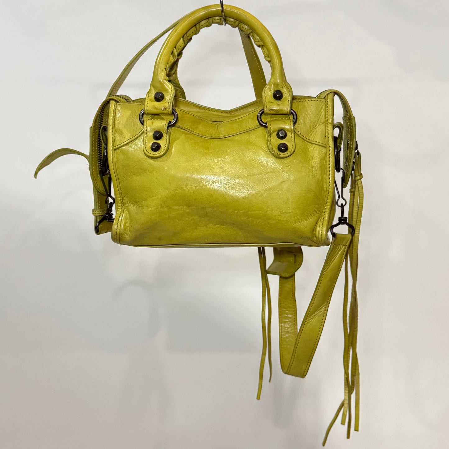 Balenciaga Classic Mini City Bag – Chartreuse Lambskin  | Authentic Pre-Owned